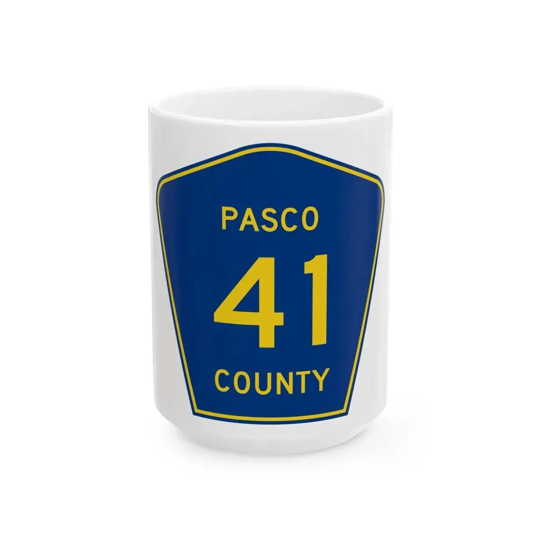 Pasco County 41 (Florida) (Road Sign) White Coffee Mug 15oz - Go Mug Yourself