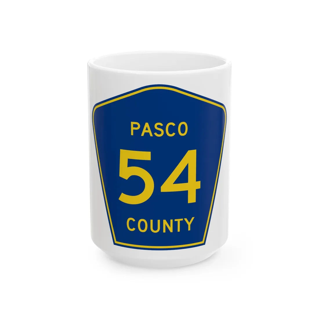 Pasco County Road 54 FL (Florida) (Road Sign) White Coffee Mug 15oz - Go Mug Yourself