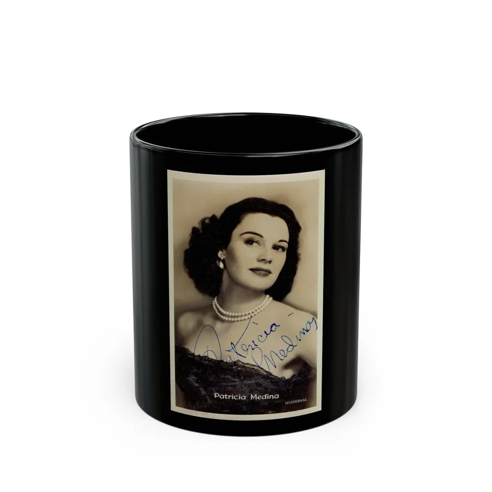 Patricia Medina #110 (Vintage Female Icon) Black Coffee Mug-11oz-Go Mug Yourself