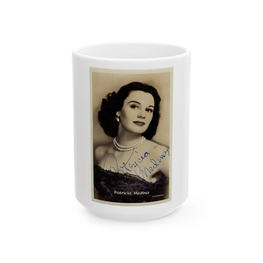 Patricia Medina #110 (Vintage Female Icon) White Coffee Mug-15oz-Go Mug Yourself