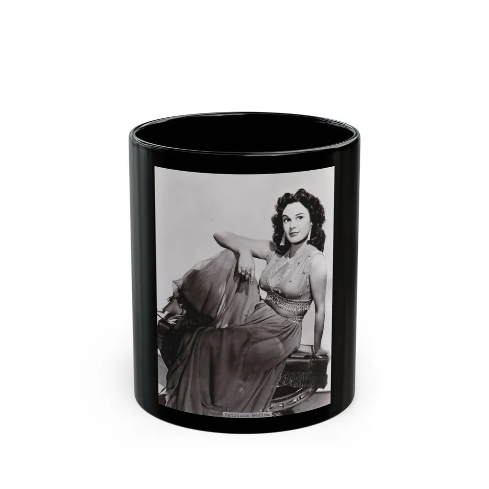 Patricia Medina #74 (Vintage Female Icon) Black Coffee Mug-11oz-Go Mug Yourself