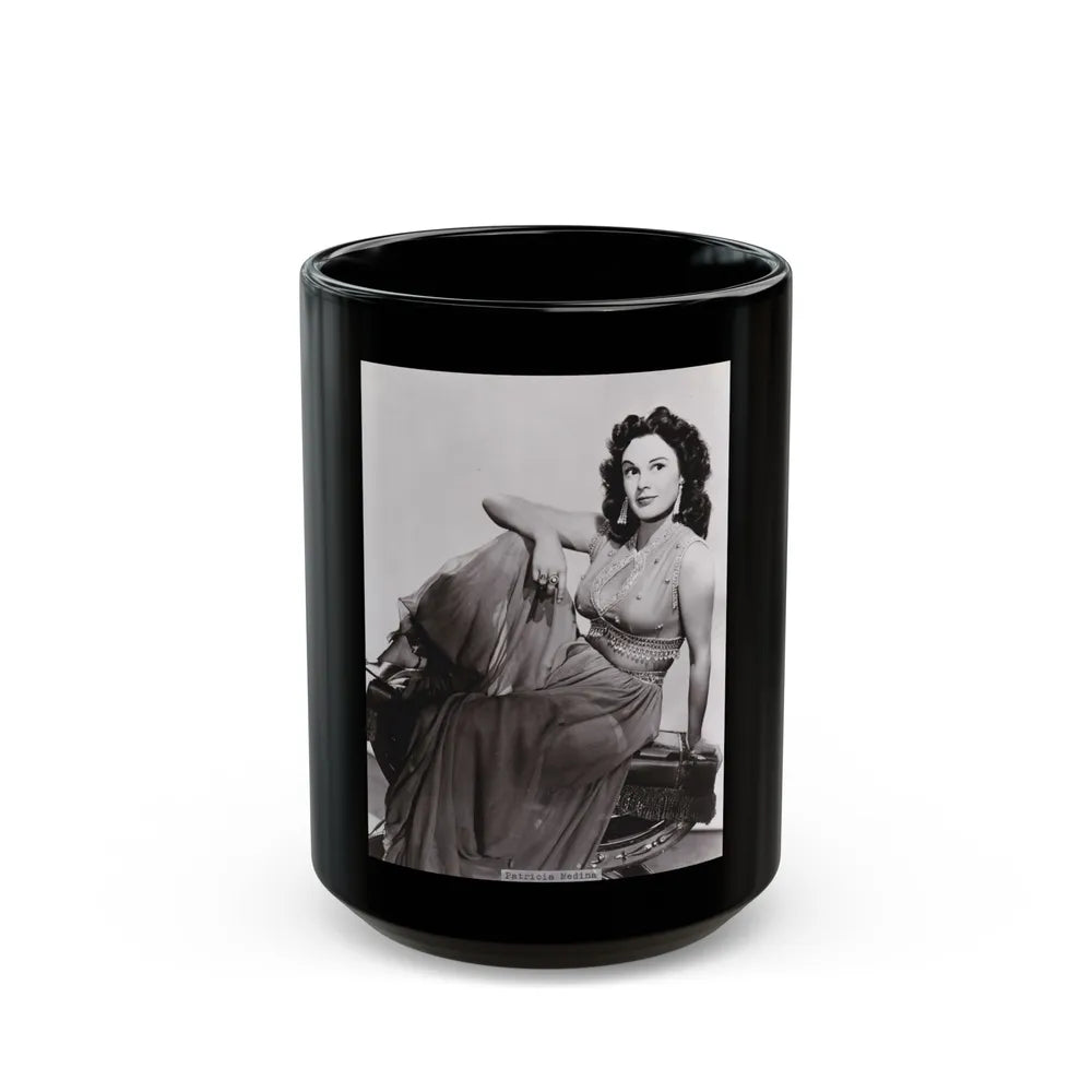 Patricia Medina #74 (Vintage Female Icon) Black Coffee Mug-15oz-Go Mug Yourself