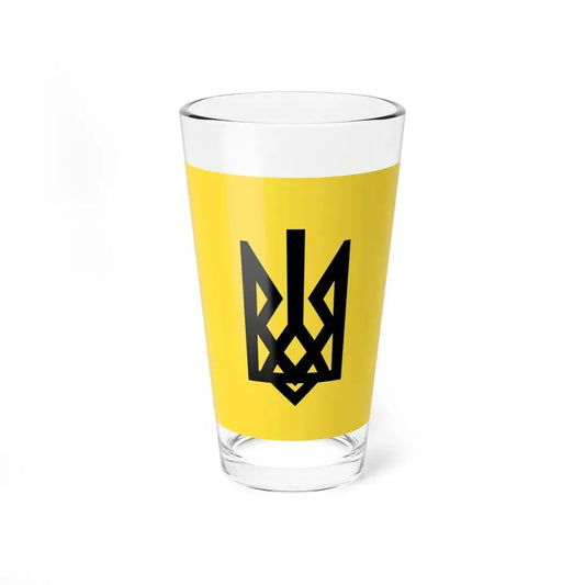 Patriot of Ukraine Tryzub banner (Ukraine) Pint Glass 16oz 16oz - Go Mug Yourself