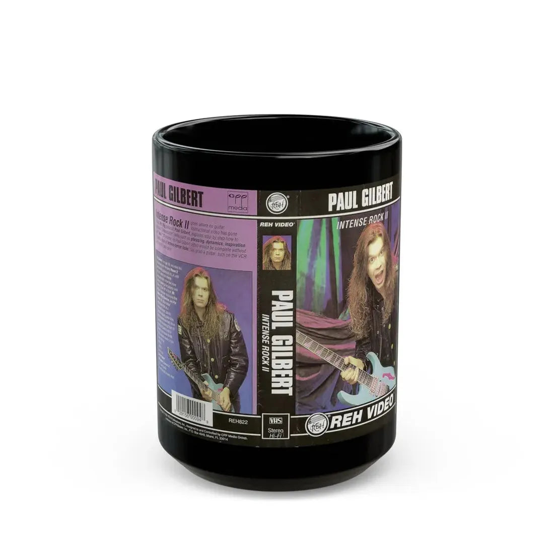PAUL GILBERT INTENSE ROCK 2 (VHS COVER) - Black Coffee Mug 15oz - Go Mug Yourself
