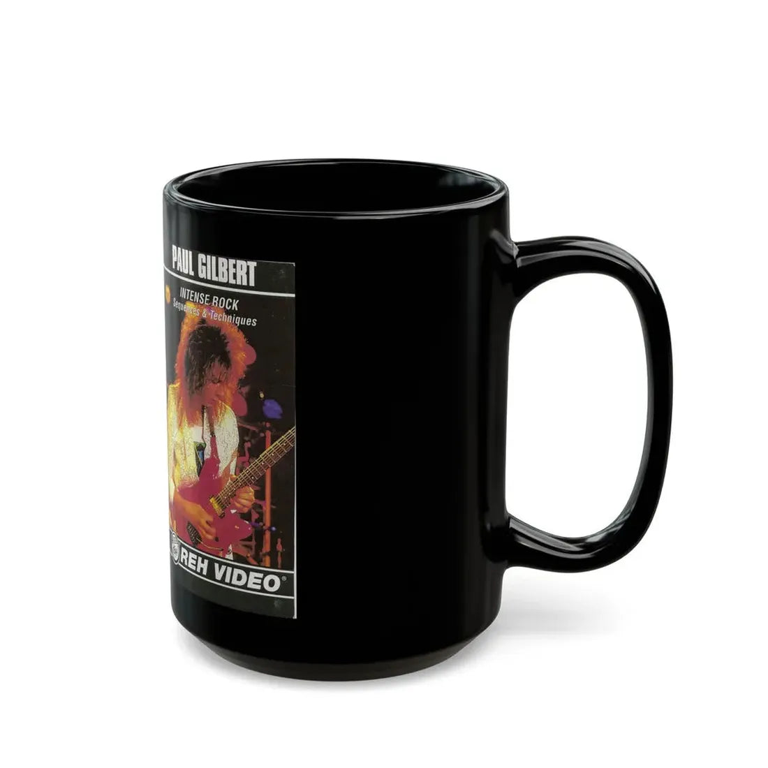 PAUL GILBERT INTENSE ROCK SEQUENCES AND TECHNIQUES (VHS COVER) - Black Coffee Mug - Go Mug Yourself