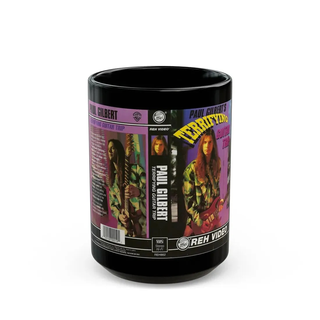 PAUL GILBERTS TERRIFYING GUITAR TRIP (VHS COVER) - Black Coffee Mug 15oz - Go Mug Yourself