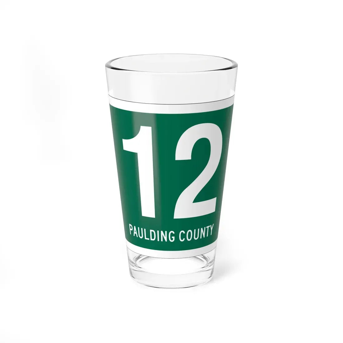 Paulding County Route 12 OH (Ohio) (Road Sign) Pint Glass 16oz 16oz - Go Mug Yourself