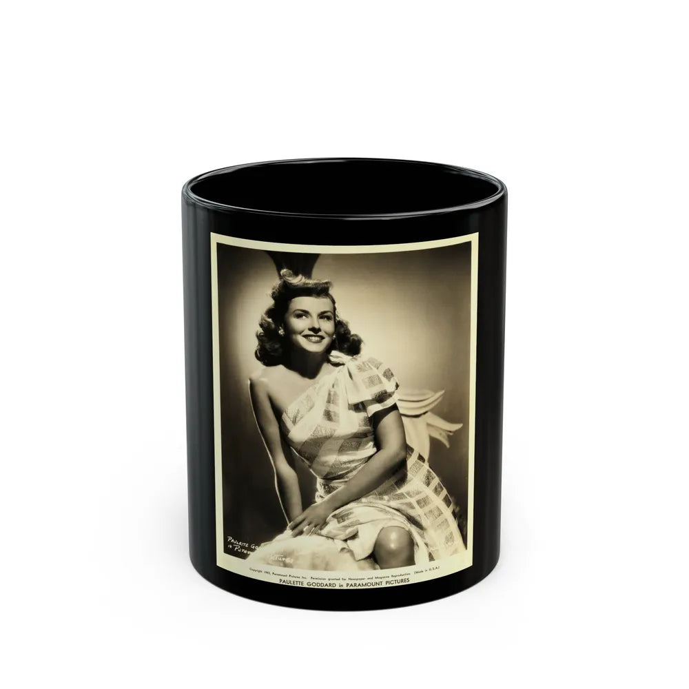 Paulette Goddard #125 (Vintage Female Icon) Black Coffee Mug-11oz-Go Mug Yourself