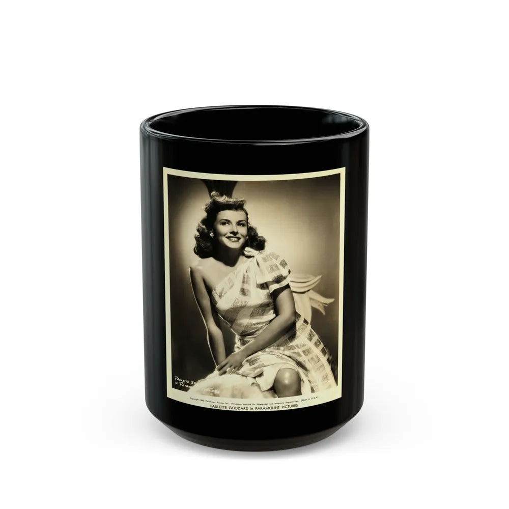 Paulette Goddard #125 (Vintage Female Icon) Black Coffee Mug-15oz-Go Mug Yourself