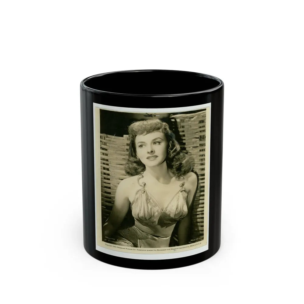 Paulette Goddard #131 (Vintage Female Icon) Black Coffee Mug-11oz-Go Mug Yourself