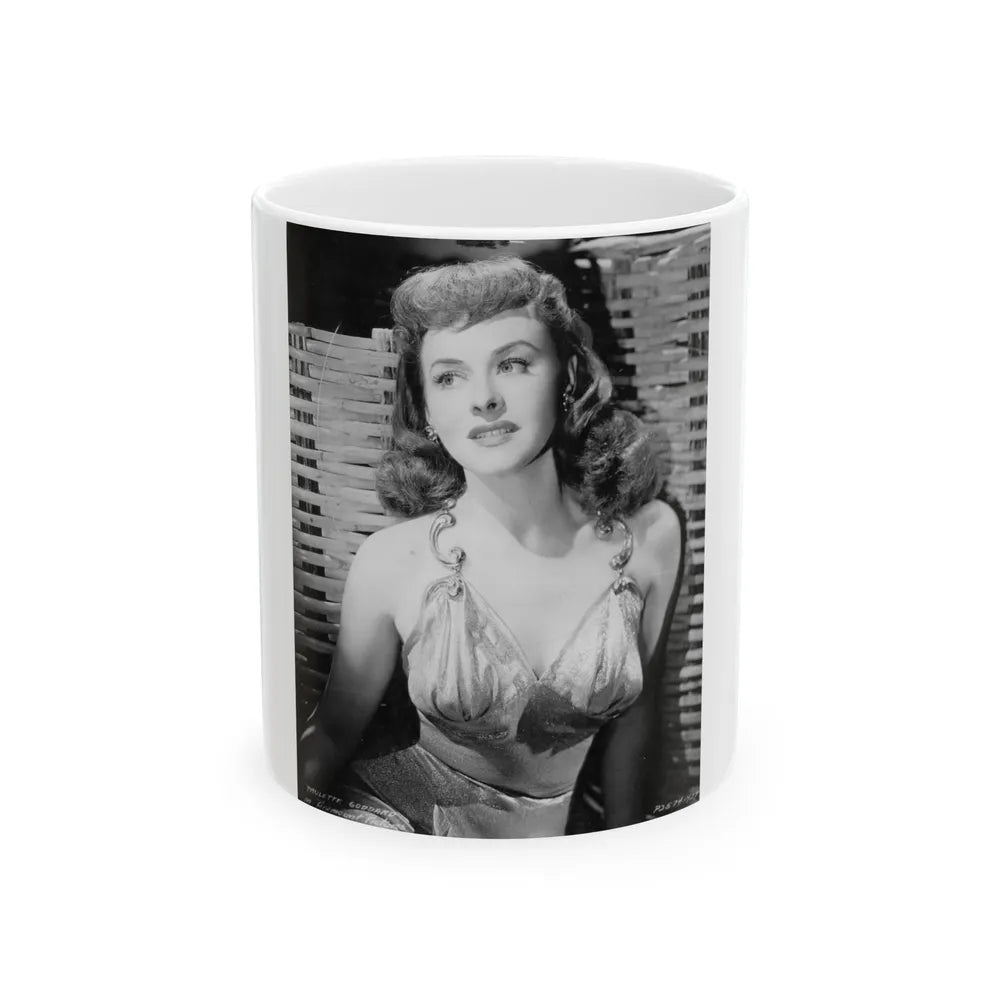 Paulette Goddard #1311 (Vintage Female Icon) White Coffee Mug-11oz-Go Mug Yourself