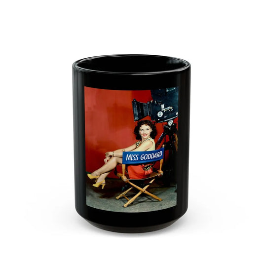 Paulette Goddard #138 (Vintage Female Icon) Black Coffee Mug-15oz-Go Mug Yourself