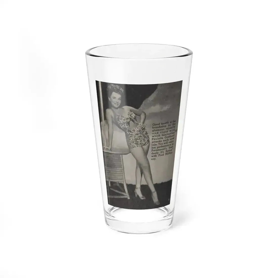 Paulette Goddard #140 - Physical Culture Pocket Mag. Oct. '46 - 1 B&W Photo (Vintage Female Icon) Pint Glass 16oz 16oz - Go Mug Yourself
