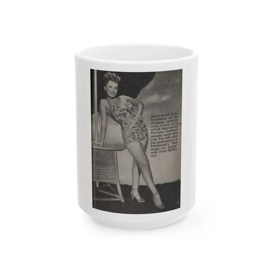 Paulette Goddard #140 - Physical Culture Pocket Mag. Oct. '46 - 1 B&W Photo (Vintage Female Icon) White Coffee Mug 15oz - Go Mug Yourself