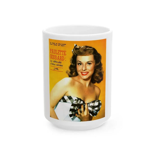 Paulette Goddard #156 - Mag. Cover (Vintage Female Icon) White Coffee Mug 15oz - Go Mug Yourself