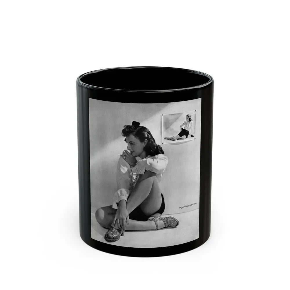 Paulette Goddard #157 (Vintage Female Icon) Black Coffee Mug-11oz-Go Mug Yourself