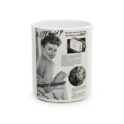 Paulette Goddard #162 - Shampoo Add (Vintage Female Icon) White Coffee Mug 11oz - Go Mug Yourself