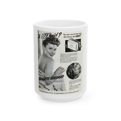 Paulette Goddard #162 - Shampoo Add (Vintage Female Icon) White Coffee Mug 15oz - Go Mug Yourself