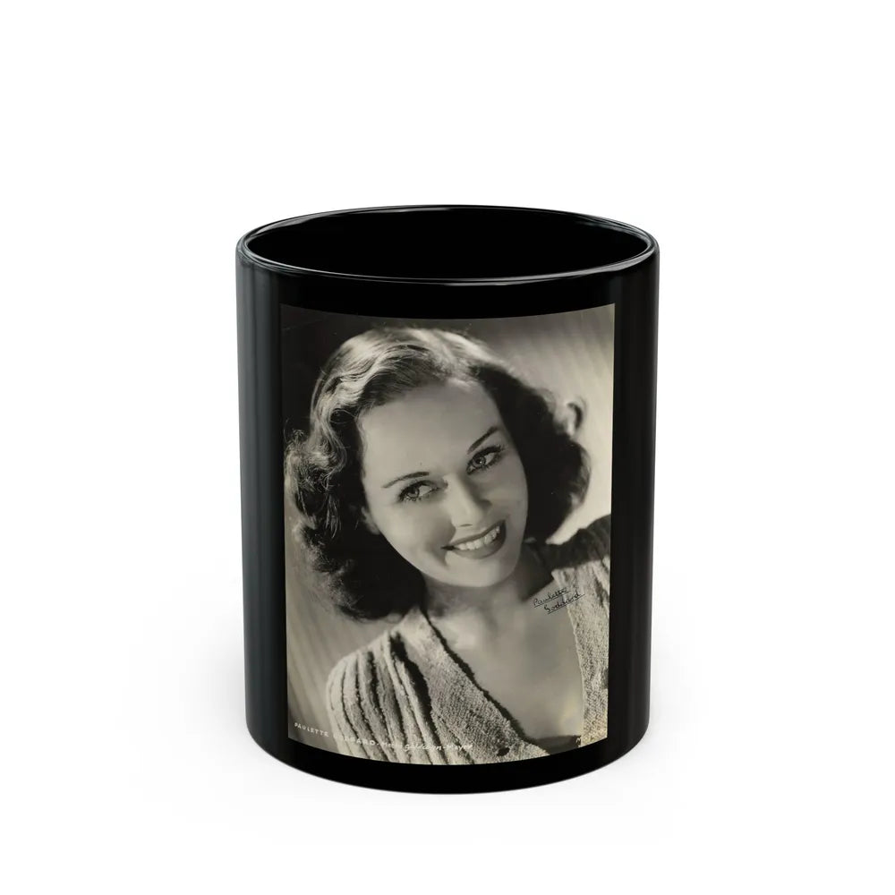 Paulette Goddard #169 (Vintage Female Icon) Black Coffee Mug-11oz-Go Mug Yourself