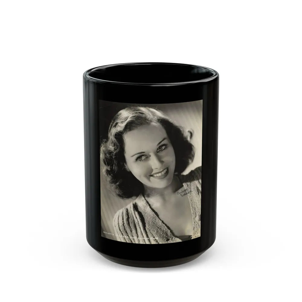 Paulette Goddard #169 (Vintage Female Icon) Black Coffee Mug-15oz-Go Mug Yourself