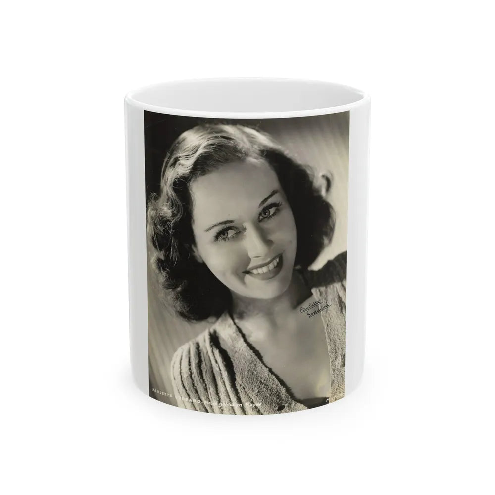 Paulette Goddard #169 (Vintage Female Icon) White Coffee Mug-11oz-Go Mug Yourself