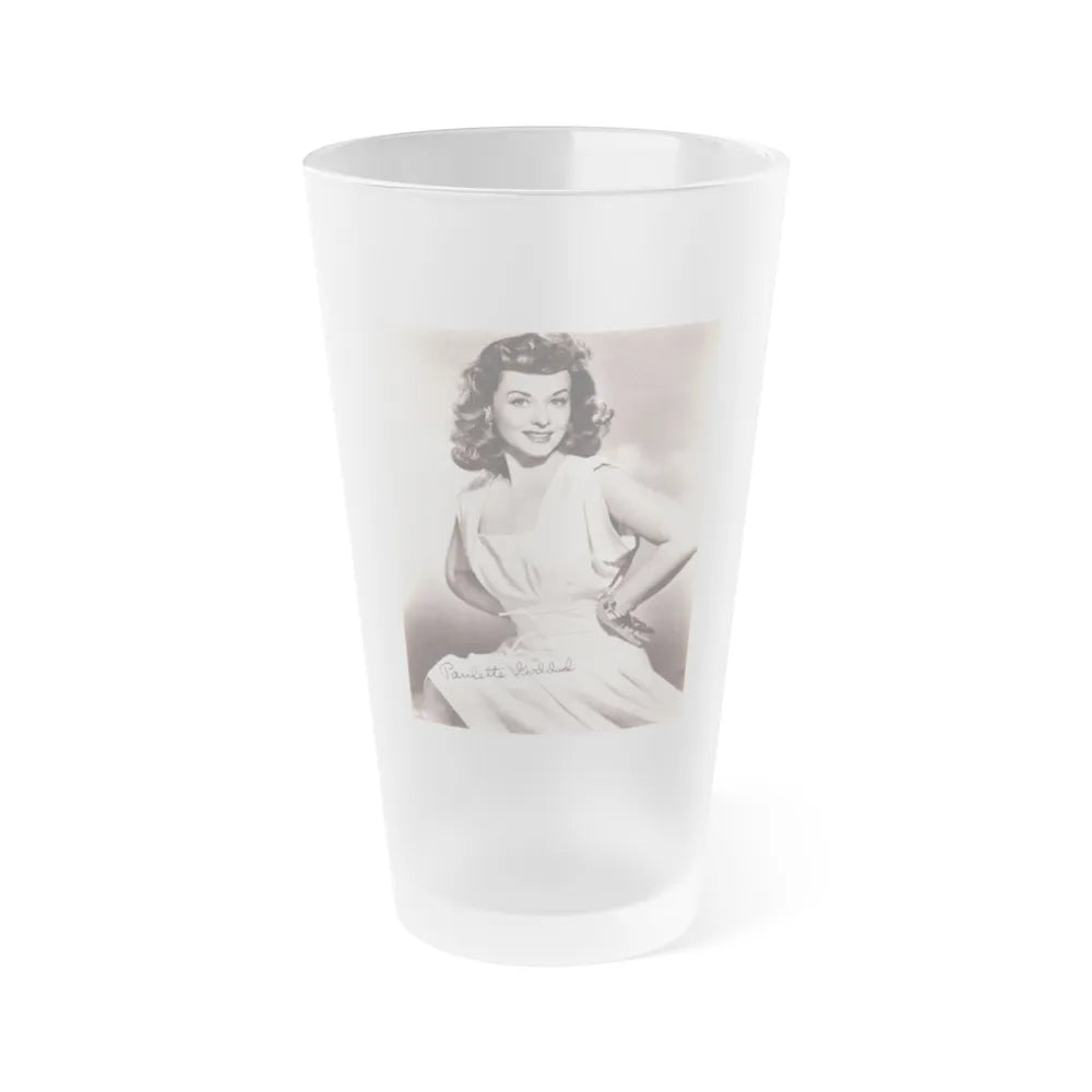 Paulette Goddard #173 (Vintage Female Icon) Frosted Pint Glass 16oz-16oz-Frosted-Go Mug Yourself