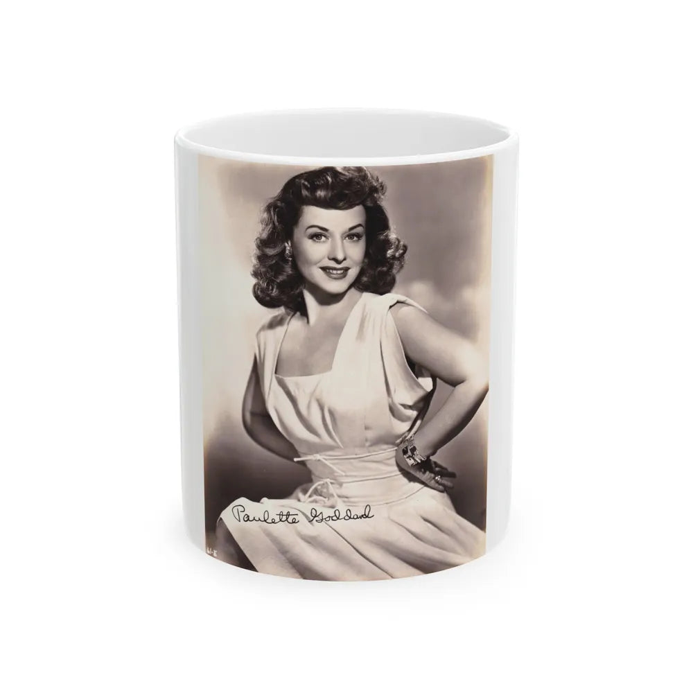 Paulette Goddard #173 (Vintage Female Icon) White Coffee Mug-11oz-Go Mug Yourself