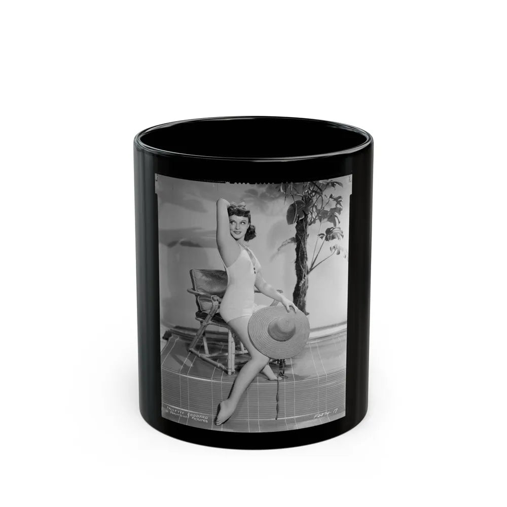 Paulette Goddard #207 (Vintage Female Icon) Black Coffee Mug-11oz-Go Mug Yourself