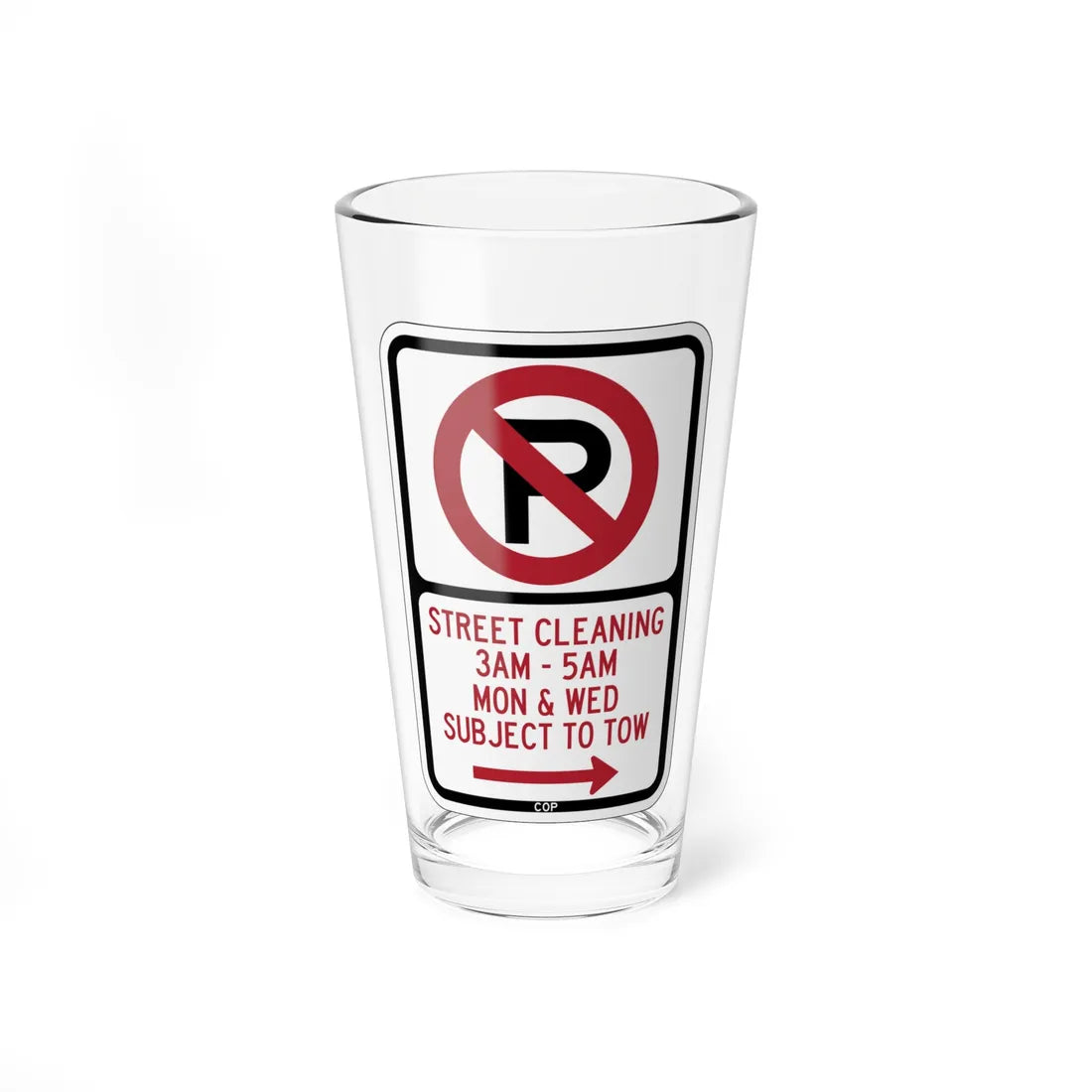PBOT Road sign P1100L (Oregon) (Road Sign) Pint Glass 16oz - Go Mug Yourself