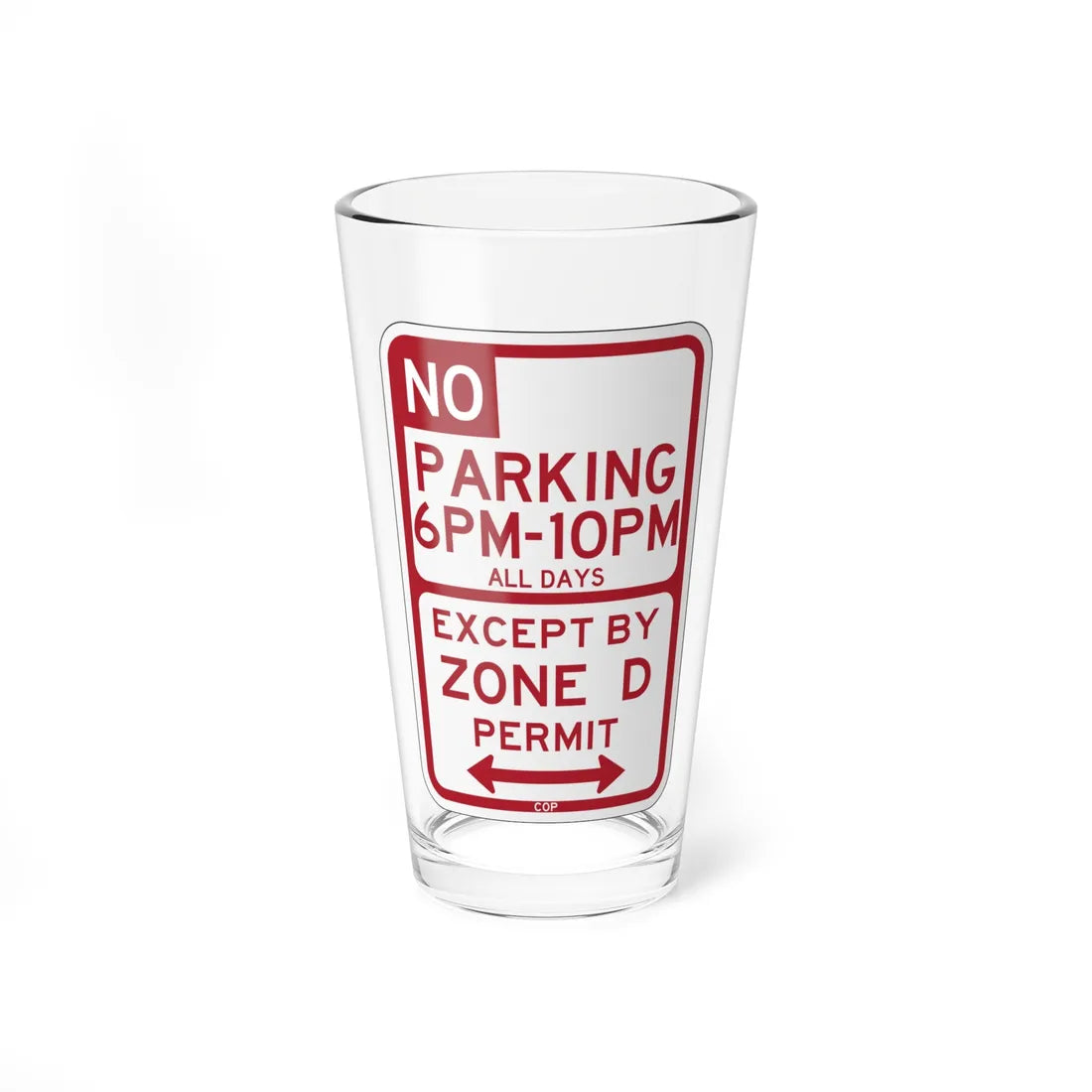 PBOT Road sign P1450D (Oregon) (Road Sign) Pint Glass 16oz 16oz - Go Mug Yourself