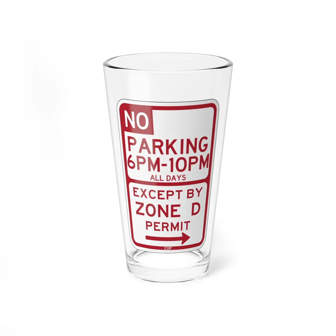 PBOT Road sign P1450R (Oregon) (Road Sign) Pint Glass 16oz 16oz - Go Mug Yourself