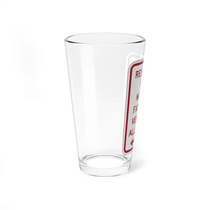 PBOT Road sign P4395D (Oregon) (Road Sign) Pint Glass 16oz - Go Mug Yourself