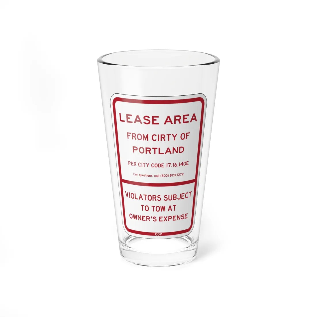 PBOT Road sign P4492 (Oregon) (Road Sign) Pint Glass 16oz 16oz - Go Mug Yourself