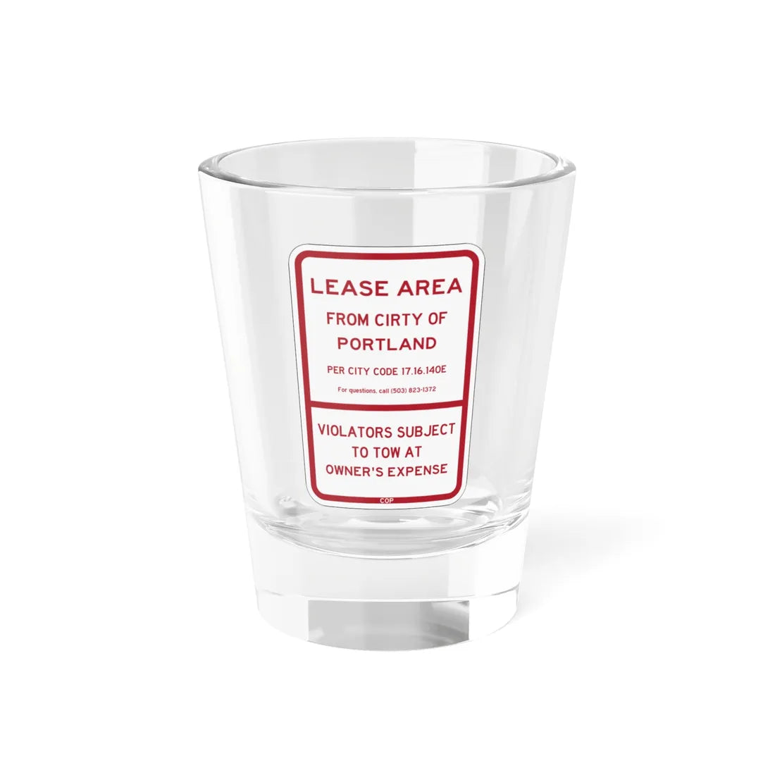 PBOT Road sign P4492 (Oregon) (Road Sign) Shot Glass 1.5oz 1.5oz - Go Mug Yourself