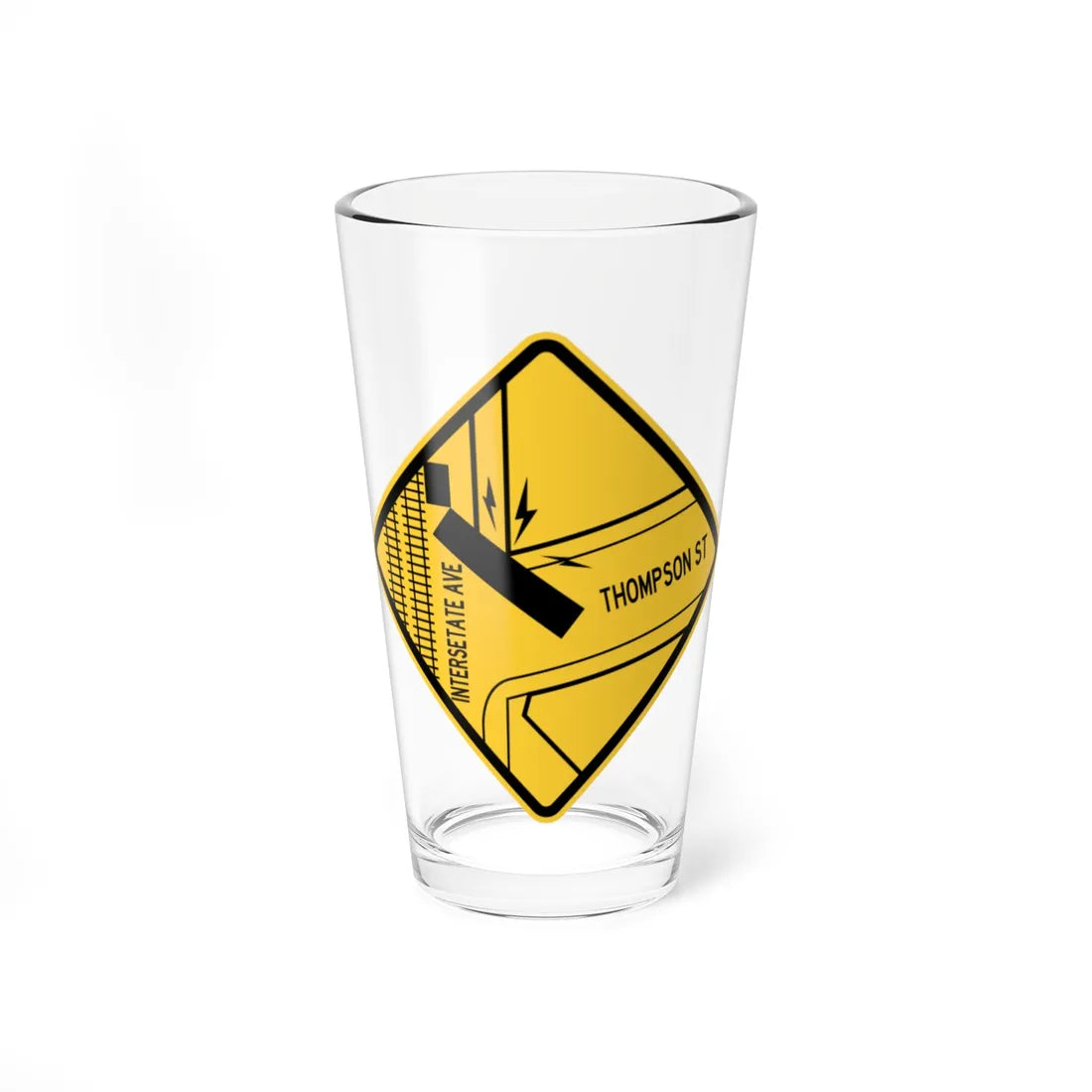 PBOT Road sign W2535 (Oregon) (Road Sign) Pint Glass 16oz - Go Mug Yourself