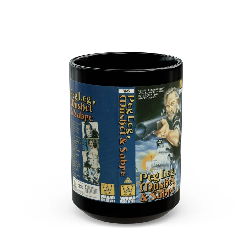 PEG LEG MUSKET AND SABRE (VHS COVER) - Black Coffee Mug-15oz-Go Mug Yourself