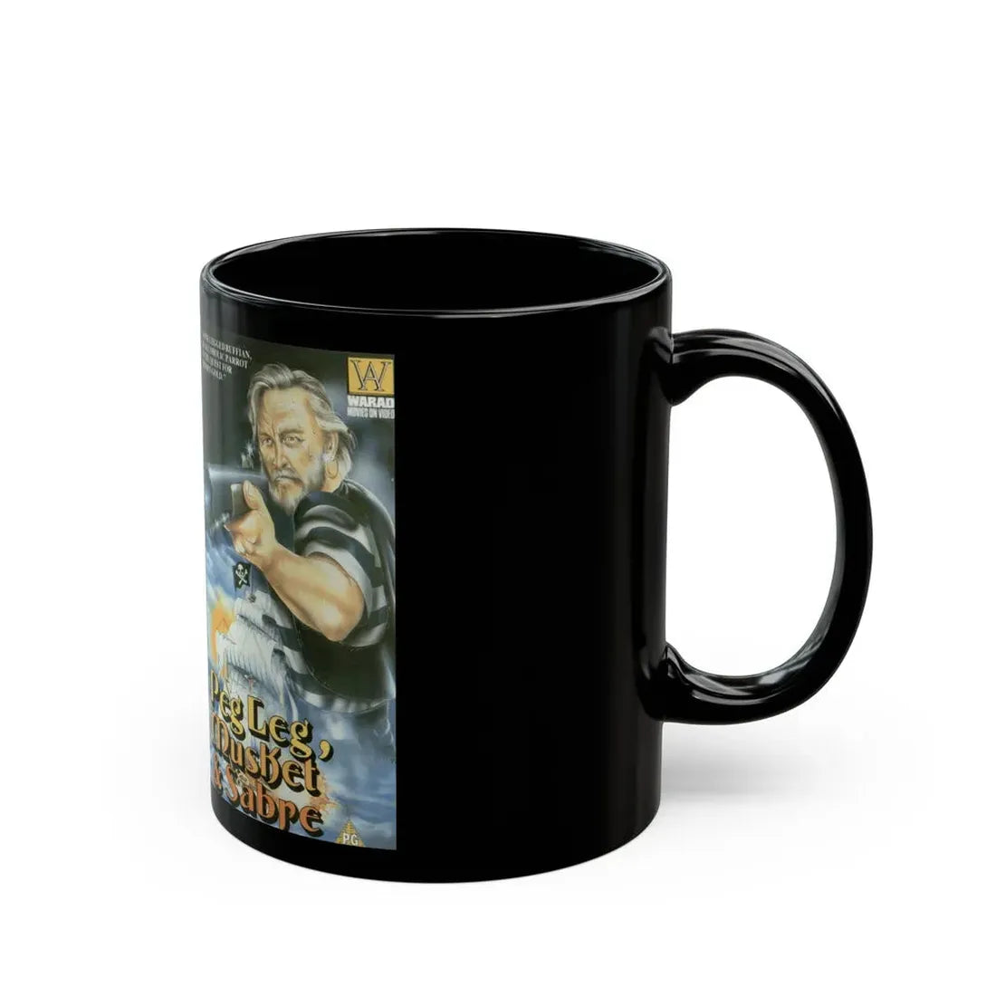 PEG LEG MUSKET AND SABRE (VHS COVER) - Black Coffee Mug - Go Mug Yourself