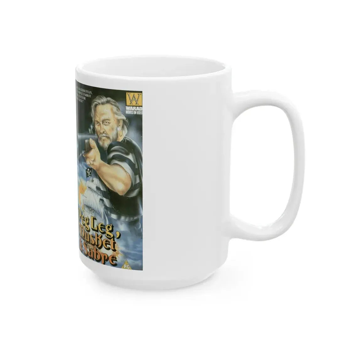 PEG LEG MUSKET AND SABRE (VHS COVER) - White Coffee Mug - Go Mug Yourself