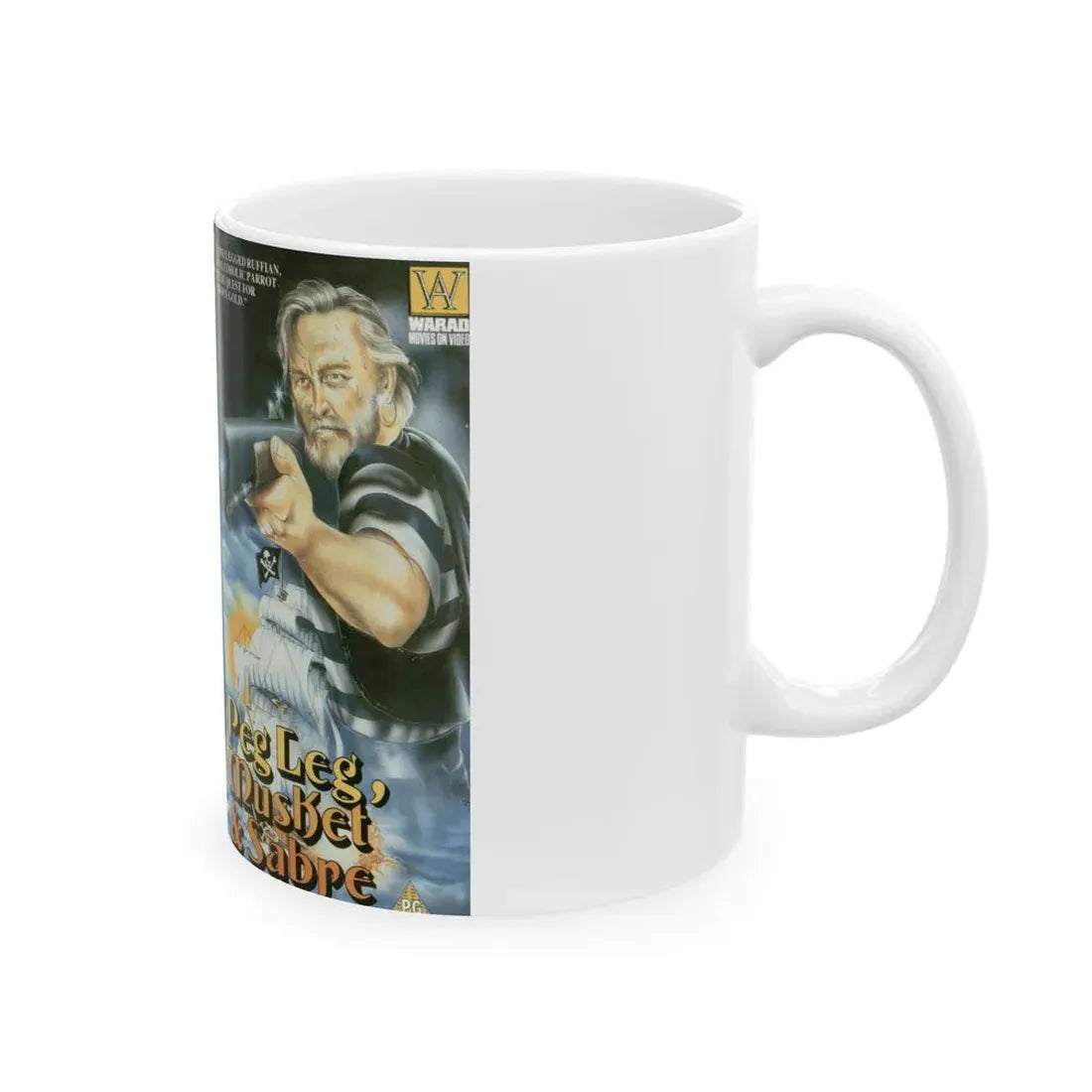 PEG LEG MUSKET AND SABRE (VHS COVER) - White Coffee Mug - Go Mug Yourself