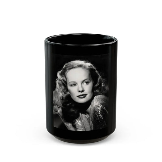 Peggy Cummins #09 (Vintage Female Icon) Black Coffee Mug-15oz-Go Mug Yourself