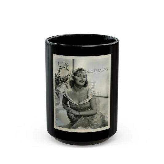 Peggy Cummins #21 (Vintage Female Icon) Black Coffee Mug-15oz-Go Mug Yourself