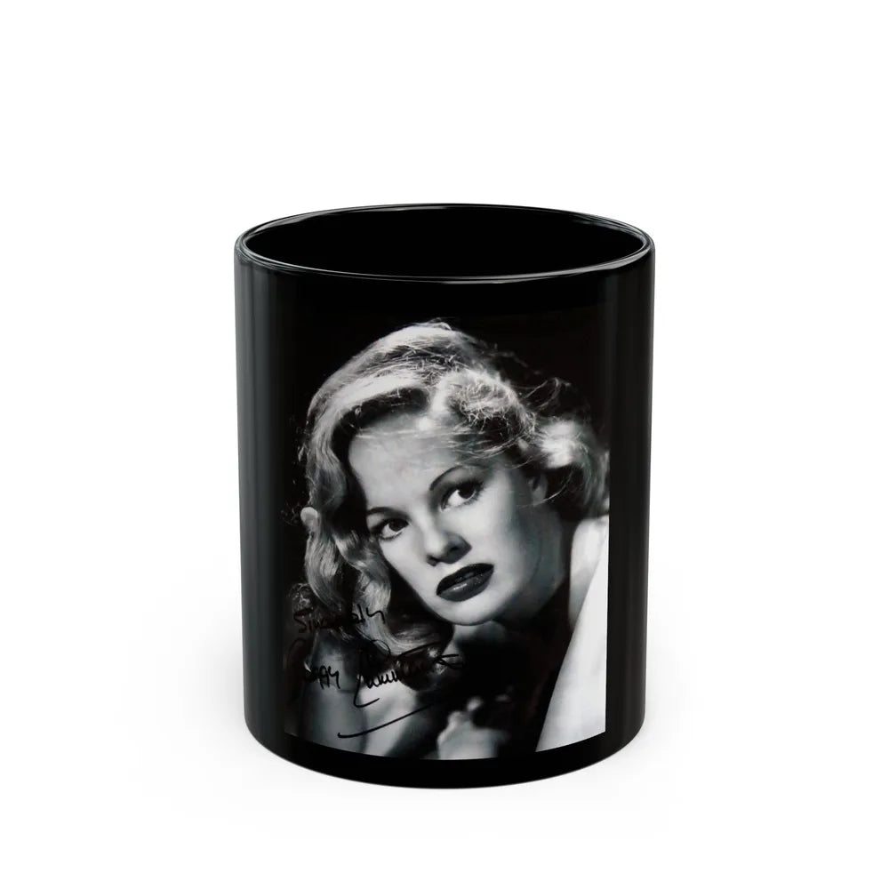 Peggy Cummins #24 (Vintage Female Icon) Black Coffee Mug-11oz-Go Mug Yourself