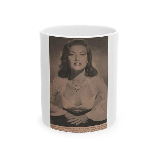 Peggy Dow #63 - 4x6 Early 50's B&W Glamour Photo Magazine Clipping (Vintage Female Icon) White Coffee Mug 11oz - Go Mug Yourself