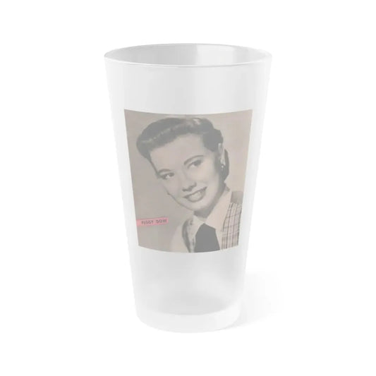 Peggy Dow #64 - Early 50's B&W Glamour Fashion Portrait Photo Magazine Clipping (Vintage Female Icon) Frosted Pint Glass 16oz 16oz Frosted - Go Mug Yourself