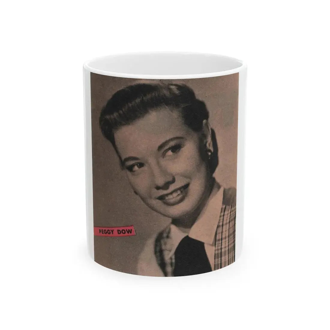 Peggy Dow #64 - Early 50's B&W Glamour Fashion Portrait Photo Magazine Clipping (Vintage Female Icon) White Coffee Mug 11oz - Go Mug Yourself