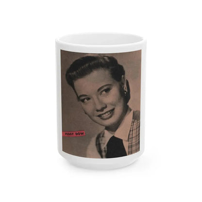 Peggy Dow #64 - Early 50's B&W Glamour Fashion Portrait Photo Magazine Clipping (Vintage Female Icon) White Coffee Mug 15oz - Go Mug Yourself
