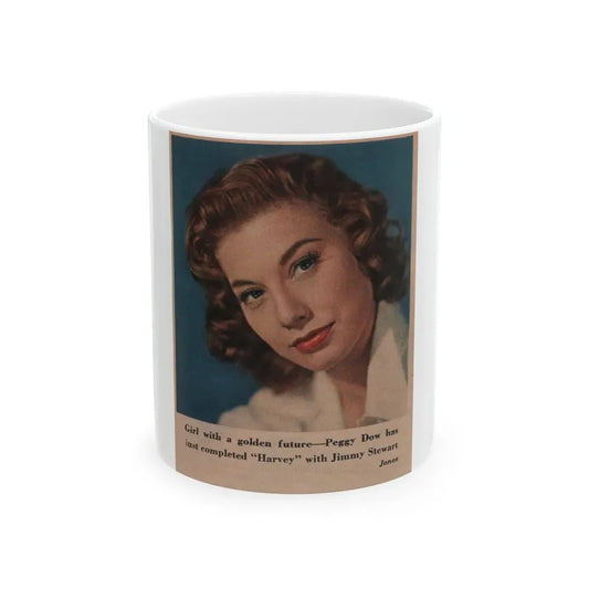 Peggy Dow #65 - 3x3.5 Early 50's Color Glamour Protrait Photo from Magazine Clipping (Vintage Female Icon) White Coffee Mug 11oz - Go Mug Yourself