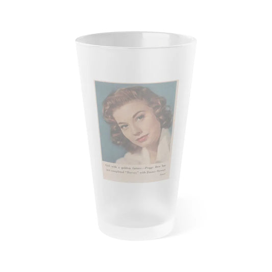 Peggy Dow #65 - 3x3.5 Early 50's Color Glamour Protrait Photo from Magazine Clipping (Vintage Female Icon) Frosted Pint Glass 16oz-16oz-Frosted-Go Mug Yourself