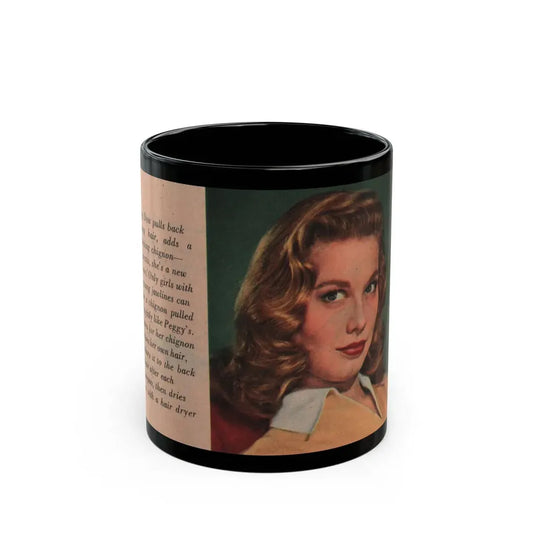 Peggy Dow #66 - 3x4.5 Early 50's Color Glamour Protrait Photos from Magazine Clipping (Vintage Female Icon) Black Coffee Mug 11oz - Go Mug Yourself