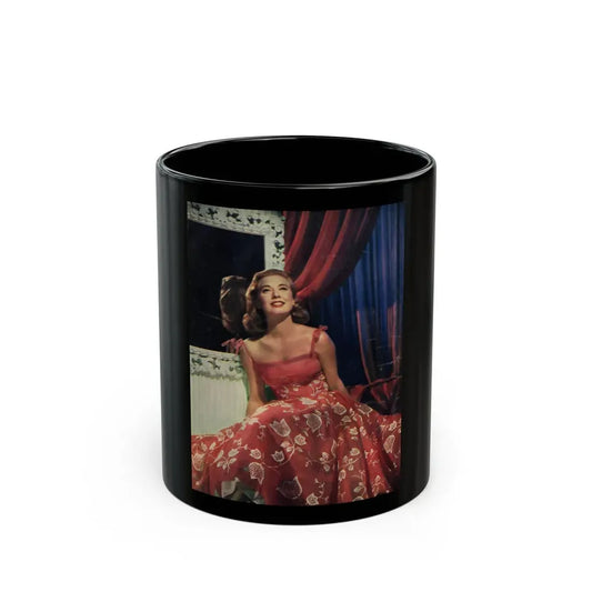 Peggy Dow #69 - 8x10 Color Early 50's Glamour Photo on Magazine Page (Vintage Female Icon) Black Coffee Mug 11oz - Go Mug Yourself